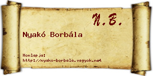 Nyakó Borbála névjegykártya